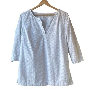 Liz Claiborne White Eyelit V-Neck Tunic